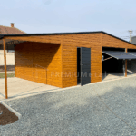 Fémgarázs PRÉMIUM 9m x 6m + 3m előtető boczna ID 6