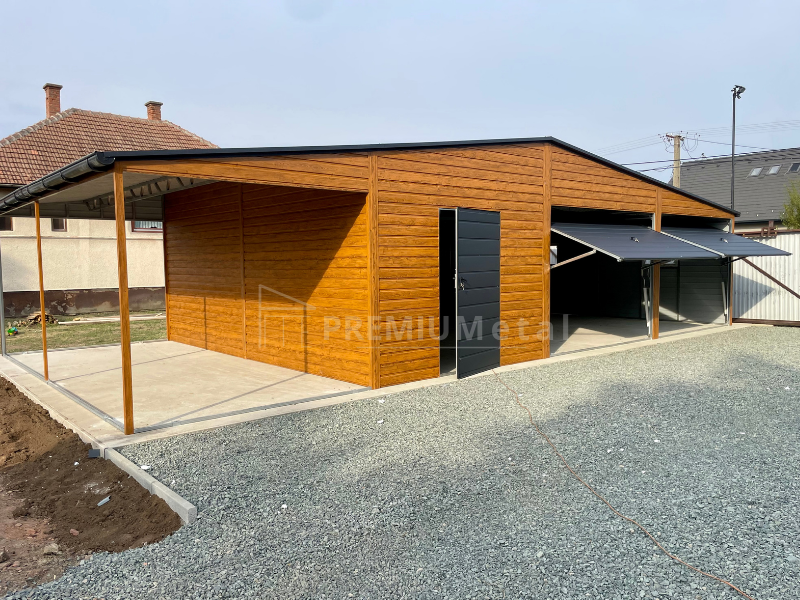 20 Fémgarázs PRÉMIUM 9m x 6m + 3m előtető boczna ID 6 - Image 1