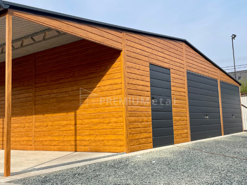 21 Fémgarázs PRÉMIUM 9m x 6m + 3m előtető boczna ID 6 - Image 2