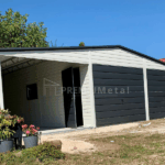 Fémgarázs PRÉMIUM 6m x 5m + 3m x 5m oldalsó rész ID 20