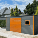 Fémgarázs PRÉMIUM 5m x 5m + 3m x 5m oldalsó rész ID 25